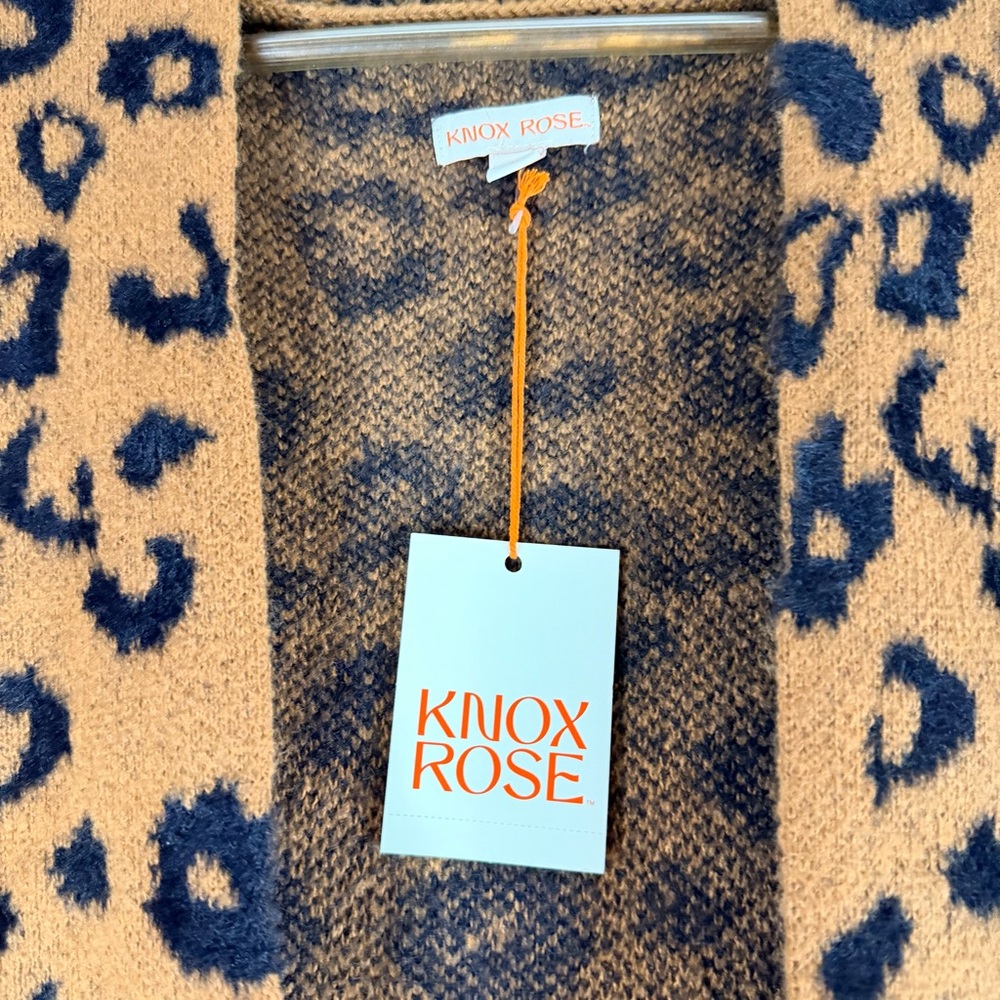 KNOX ROSE Women’s Size M Sweater Cardigan NWT Leopard Longline Open Front SOFT - Picture 7 of 14